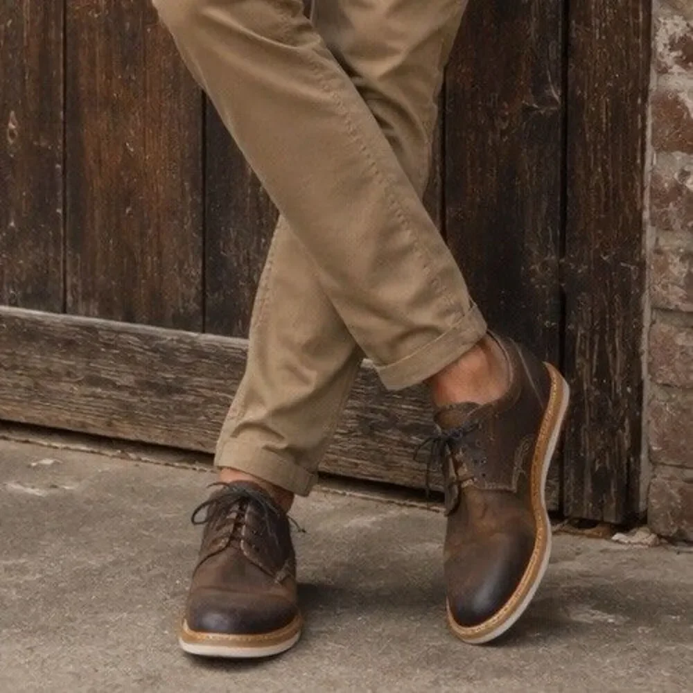 Clarks Brown Leather Lace-Up Derby Shoes Mens 7 Business Casual Career
